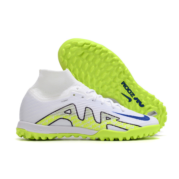 Chuteira Infantil Society Nike Zoom Mercurial Superfly 9 Elite TF Branca e Verde - VENI Futebol