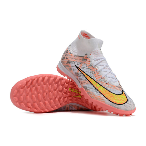 Chuteira Infantil Society Nike Zoom Mercurial Superfly 9 Elite TF Prata e Laranja - VENI Futebol