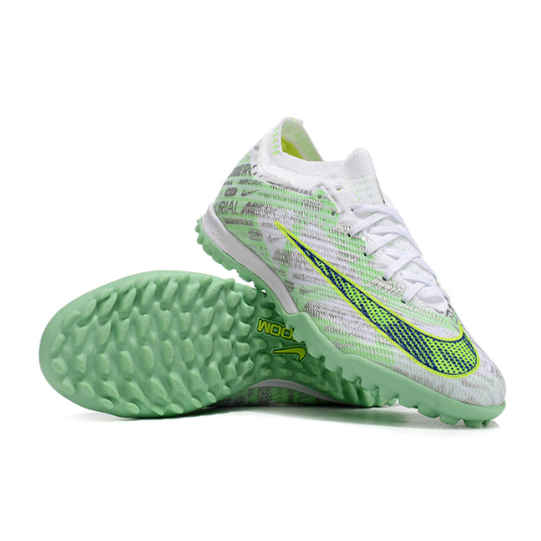 Chuteira Infantil Society Nike Zoom Mercurial Vapor 15 Elite TF Prata e Verde - VENI Futebol