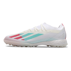 Chuteira Society Adidas X Crazyfast.1 TF Branca, Rosa e Azul - VENI Futebol