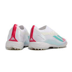 Chuteira Society Adidas X Crazyfast.1 TF Branca, Rosa e Azul - VENI Futebol