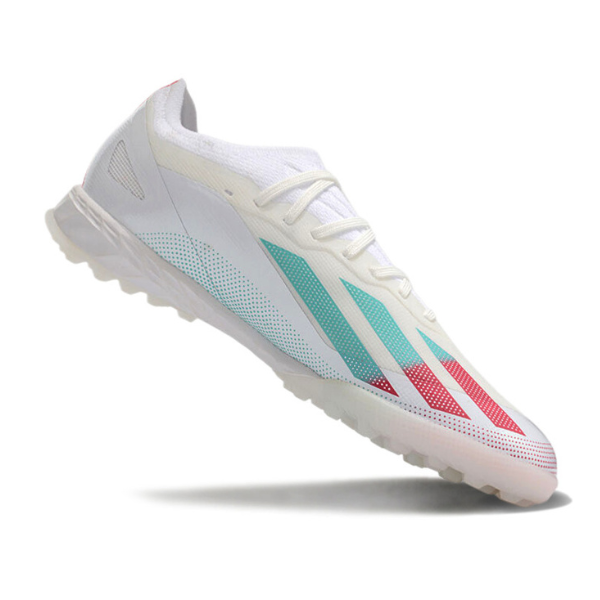 Chuteira Society Adidas X Crazyfast.1 TF Branca, Rosa e Azul - VENI Futebol