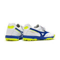 Chuteira Society Mizuno Morelia Sala Classic TF Branca, Azul e Amarela - VENI Futebol