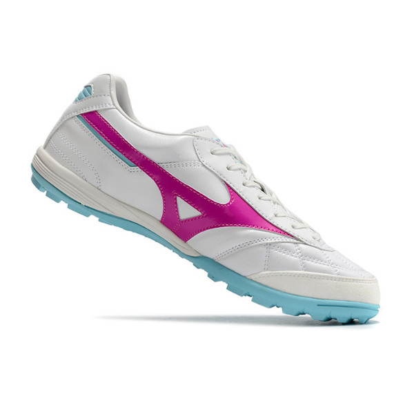 Chuteira Society Mizuno Morelia Sala TF Branca,Rosa e Azul - VENI Futebol