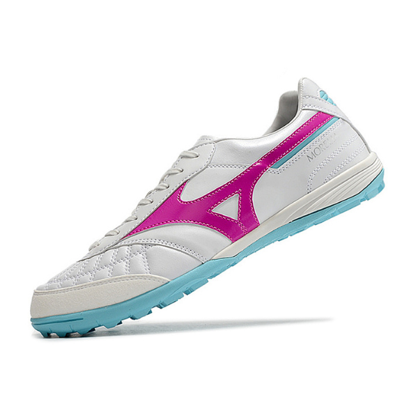 Chuteira Society Mizuno Morelia Sala TF Branca,Rosa e Azul - VENI Futebol