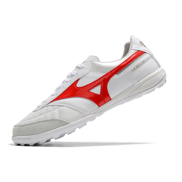 Chuteira Society Mizuno Morelia Sala TF Branca e Vermelha - VENI Futebol
