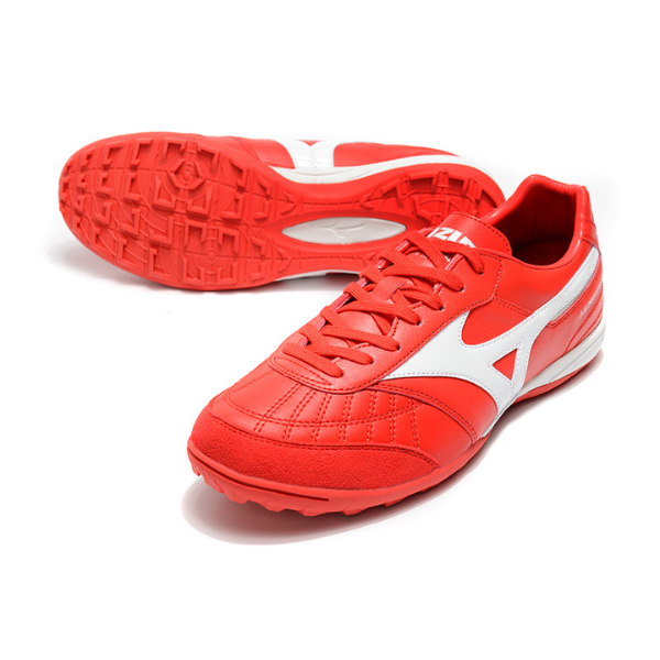 Chuteira Society Mizuno Morelia Sala TF Vermelha e Branca - VENI Futebol