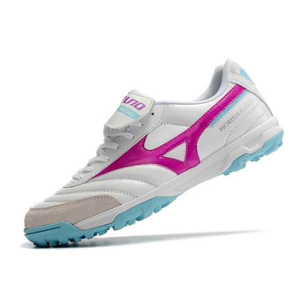 Chuteira Society Mizuno Morelia TF Branca,Rosa e Azul - VENI Futebol