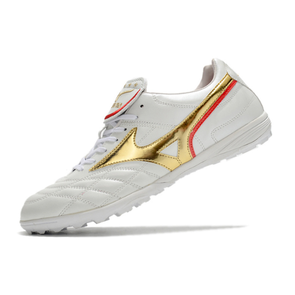 Chuteira Society Mizuno Wave Cup TF Branca e Dourada - VENI Futebol