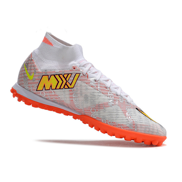 Chuteira Society Nike Zoom Mercurial Superfly 9 Elite TF Prata e Laranja - VENI Futebol