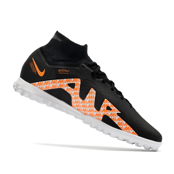 Chuteira Society Nike Zoom Mercurial Superfly 9 Elite TF Preta, Laranja e Branca - VENI Futebol