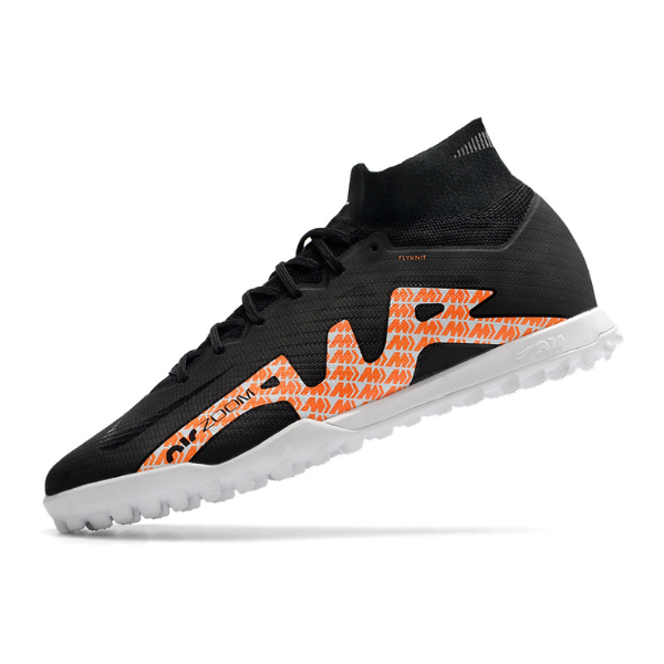 Chuteira Society Nike Zoom Mercurial Superfly 9 Elite TF Preta, Laranja e Branca - VENI Futebol