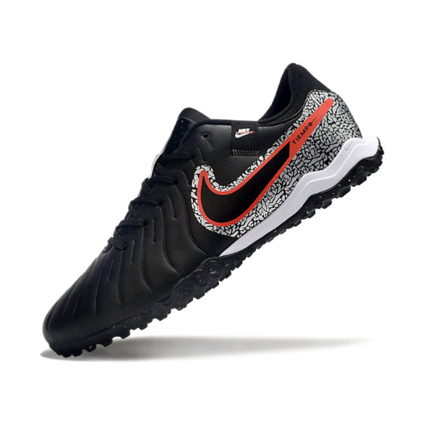 Chuteira Society Nike Tiempo 10 Legend Academy TF Preta, Branca e Vermelha - VENI Futebol