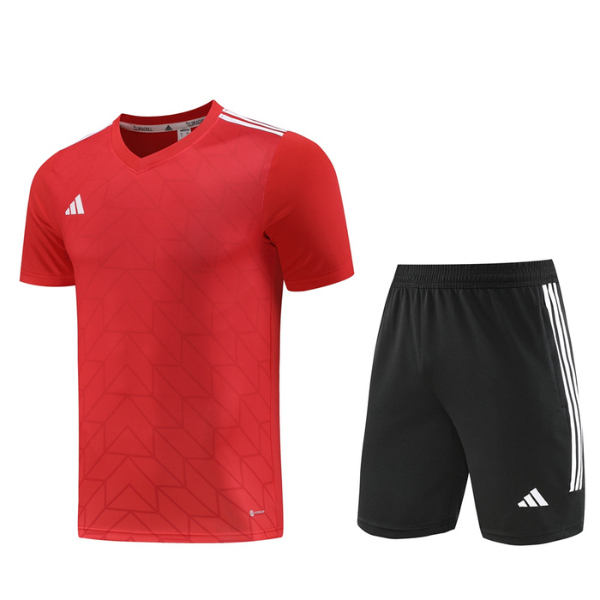 Conjunto Adidas Camiseta + Short Vermelha e Preta - VENI Futebol