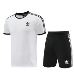 Conjunto Adidas Camiseta + Short Branca e Preta - VENI Futebol