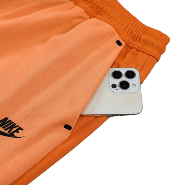 Conjunto de Frio Nike Tech-Fleece Casaco + Calça Laranja e Preto - VENI Futebol