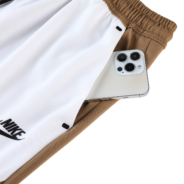 Conjunto de Frio Nike Tech-Fleece Casaco + Calça Marrom e Branco - VENI Futebol