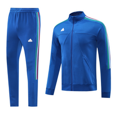 Conjunto de chaqueta y pantalón Adidas azul, verde, blanco y rojo para clima frío