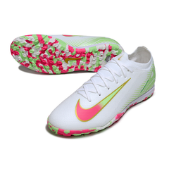 Nike Zoom Mercurial Vapor 16 Elite White Green and Pink Turf TF Football Boot