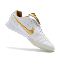 Scarpa da calcio Nike Tiempo 7 R10 Elite Turf TF bianca e dorata