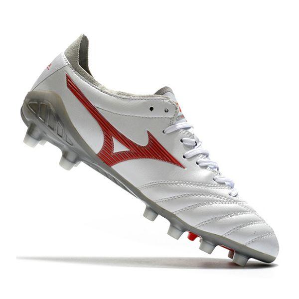 Chuteira Mizuno Morelia Neo III FG Branca e Vermelha - VN Esportes