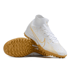 Chuteira Society Nike Zoom Mercurial Superfly 9 Elite TF Branca e Dourada - VN Esportes