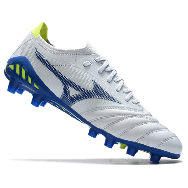 Chuteira Mizuno Morelia Neo III FG Branca,Azul e Verde - VN Esportes