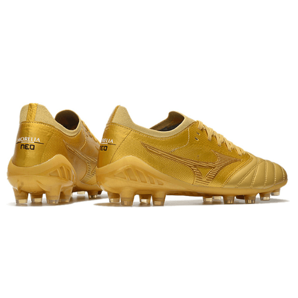 Chuteira Mizuno Morelia Neo III FG Dourada - VN Esportes