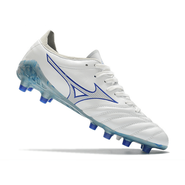 Chuteira Mizuno Morelia Neo III Pro FG Branco e Azul - VN Esportes