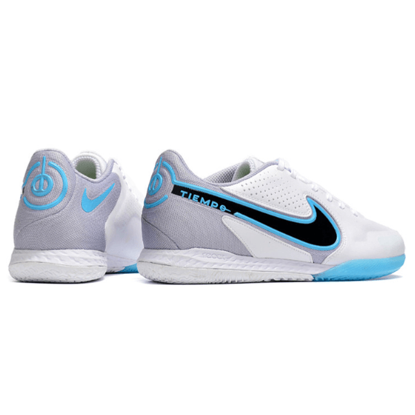 Chuteira Nike Tiempo 9 Legend IC Branca,Cinza e Azul - VN Esportes