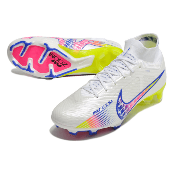 Chuteira Campo Nike Zoom Mercurial Superfly 9 Elite FG Branca e Colorida - VN Esportes