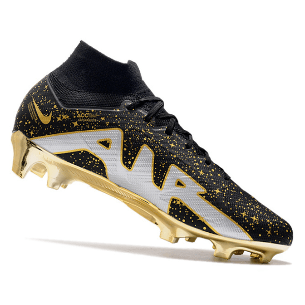 Chuteira Nike Zoom Mercurial Superfly 9 Elite FG Preta e Dourada - VN Esportes