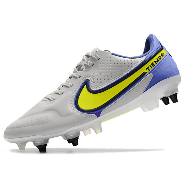 Chuteira Nike Tiempo 9 Legend Anti Clog SG Branca e Azul - VN Esportes